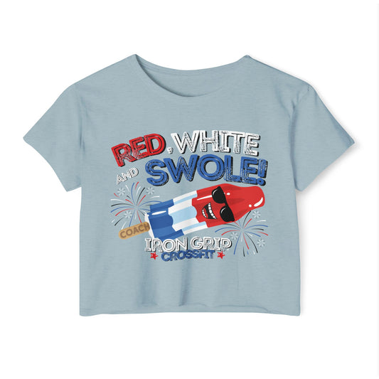 Red, White and Swole Coach Crop Tee