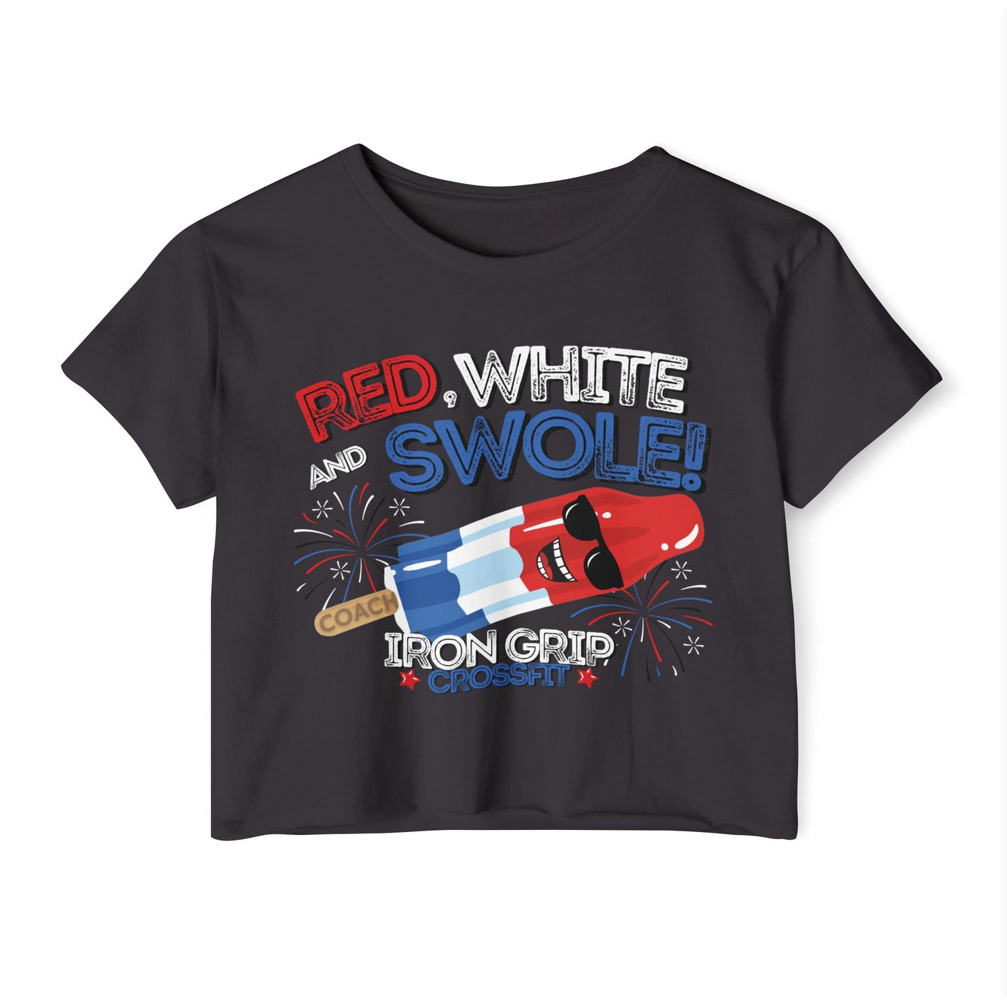 Red, White and Swole  Coach Crop Tee
