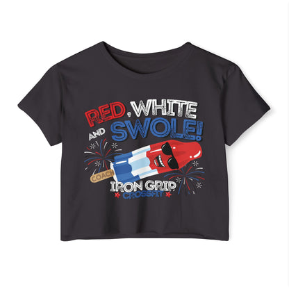 Red, White and Swole  Coach Crop Tee
